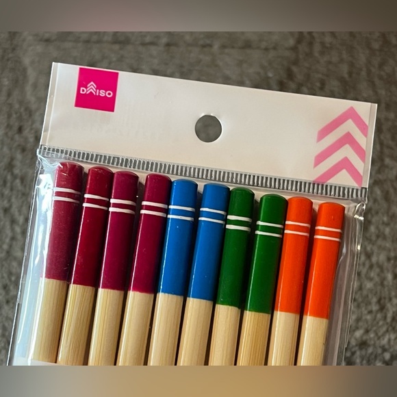 Daiso Japan Colored Bamboo Chopsticks Pack of 5 Pairs Non-Slip Ring Grip Tips - Picture 3 of 10